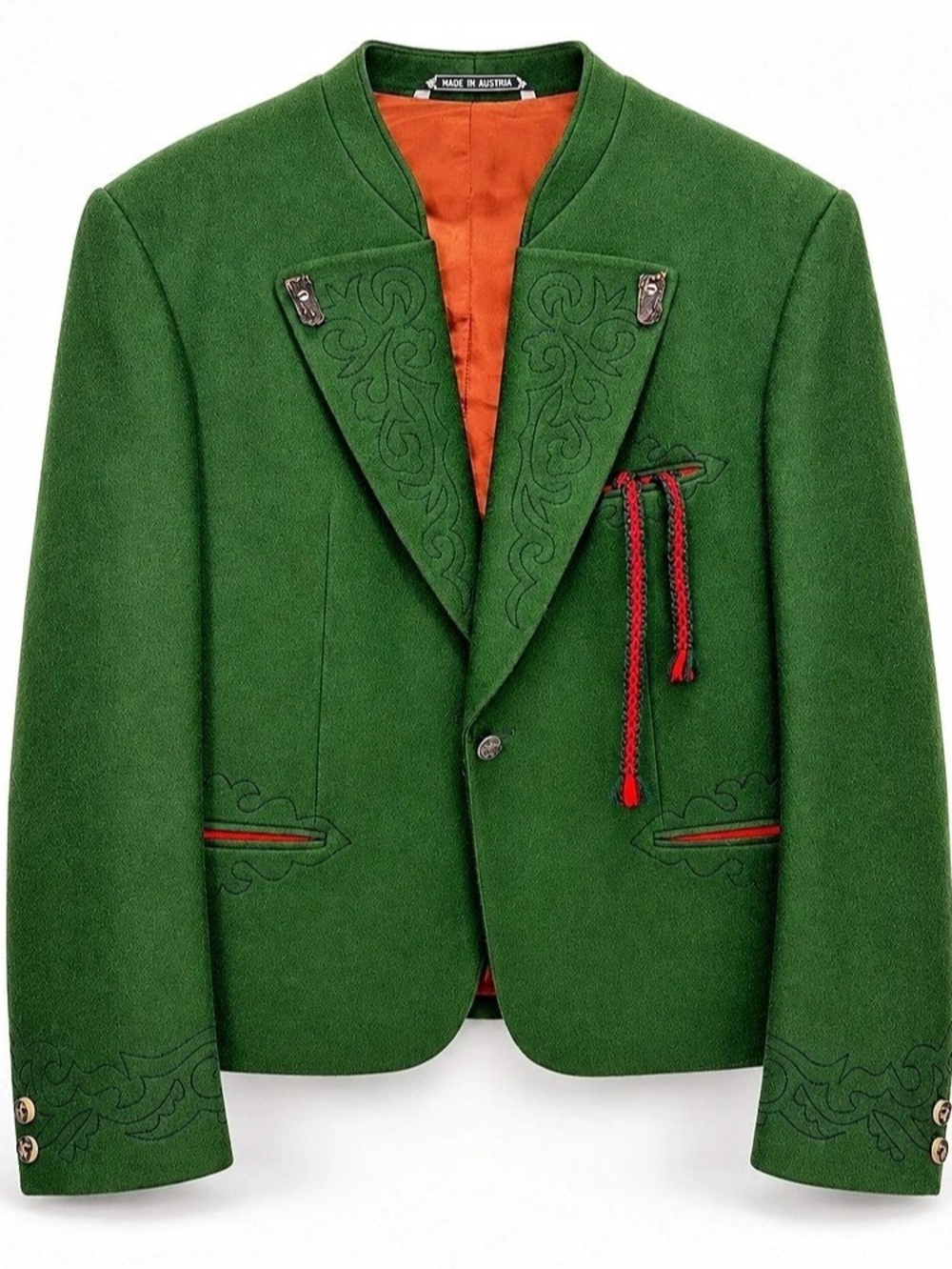 Wenger Trachten Wool Janker Jacket Green & Orange Size 54